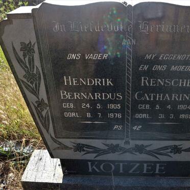 KOTZEE Hendrik Bernardus 1905-1976 &amp; Rensche Catharina 1904-1969