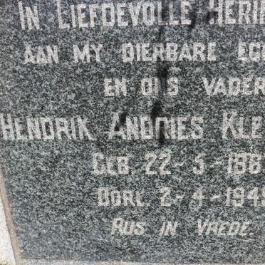 KLEYNHANS Hendrik Andries 1867-1949 &amp; Johanna Elizabeth SCHOLTZ 1875-1962