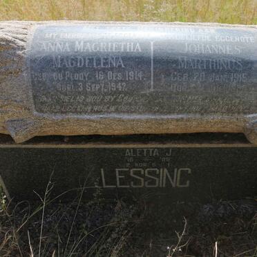 LESSING Johannes Marthinus 1915-1988 &amp; Anna Magrietha Magdelena DU PLOOY 1914-1947 :: LESSING Aletta J. 1916-1999