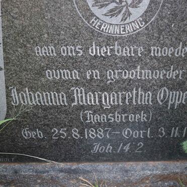 OPPERMAN Johanna Margaretha nee HAASBROEK 1887-1976