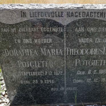 POTGIETER Theodorus Daniel 1867-1953 &amp; Dorathea Maria STAPELBERG 1872-1946