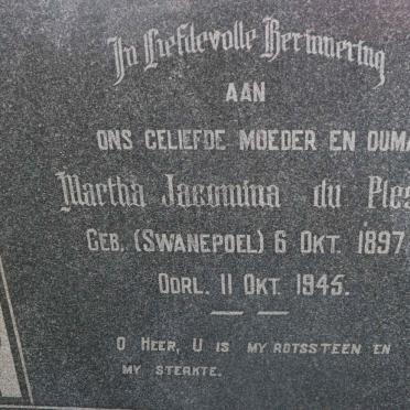 PLESSIS Martha Jacomina, du nee SWANEPOEL 1897-1945