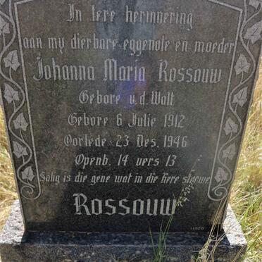 ROSSOUW Johanna Maria nee V.D. WALT 1912-1946