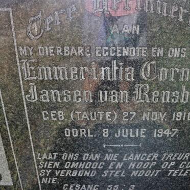 RENSBURG Emmerintia Cornelia, Jansen van nee TAUTE 1910-1947