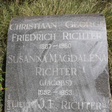 RICHTER Christiaan George Friedrich 1887-1960 &amp; Susanna Magdalena JACOBS 1892-1953 :: RICHTER J.F. 1921-1943