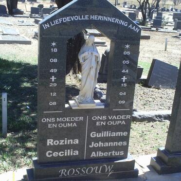 ROSSOUW Guilliame Johannes Albertus 1944-2009 &amp; Rozina Cecilia 1949-2008