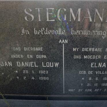 STEGMANN Jan Daniel Louw 1923-1986 &amp; Elna DE VILLIERS 1926-1984