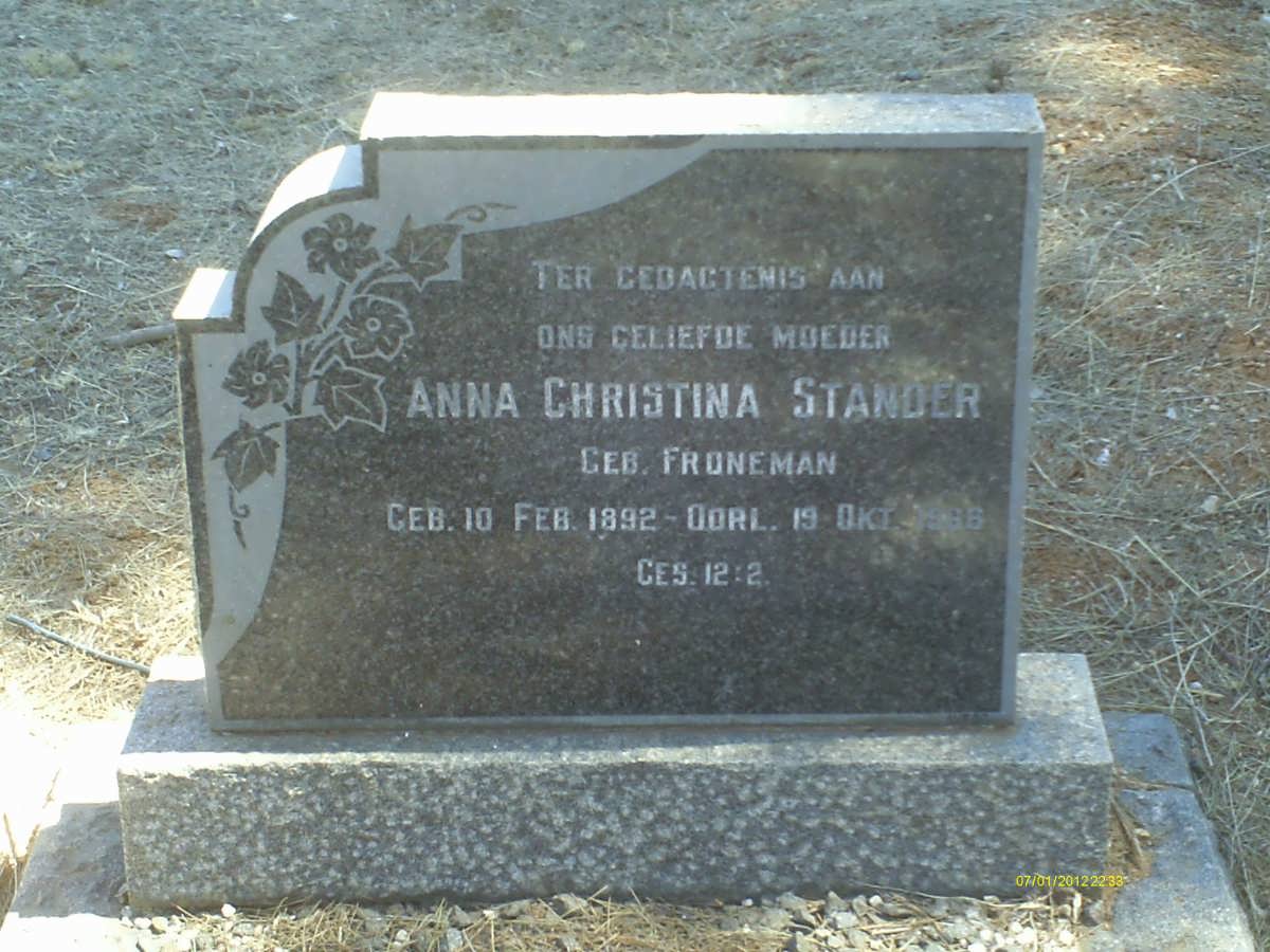 STANDER Anna Christina nee FRONEMAN 1892-1966