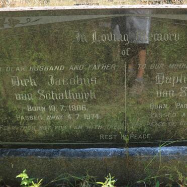 SCHALKWYK Dirk Jacobus, van 1906-1974 &amp; Daphne Lucie PARKES 1911-2004