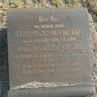TOIT Francois Jacobus, du 1870-1943 &amp; Maria Magdalena COETZE 1877-194?