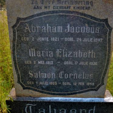 TALJAARD Maria Elizabeth 1915-1936 :: TALJAARD Abraham Jacobus 1921-1947 :: TALJAARD Salmon Cornelus 1929-1949