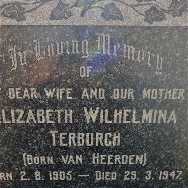 TERBURGH Elizabeth Wilhelmina nee VAN HEERDEN 1905-1947