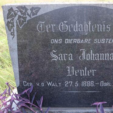 VENTER Sara Johanna nee V.D. WALT 1886-1965