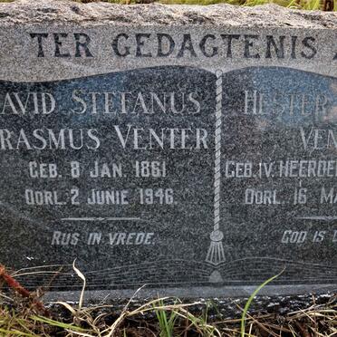 VENTER David Stefanus Erasmus 1861-1946 &amp; Hester Johanna VAN HEERDEN 1870-1964