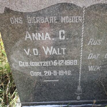 WALT Anna C., v.d. nee COETZEE 1869-1946