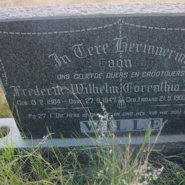 WILLE Frederik Wilhelm 1904-1947 &amp; Dorenthia Millicent LIDDARD 1903-1973
