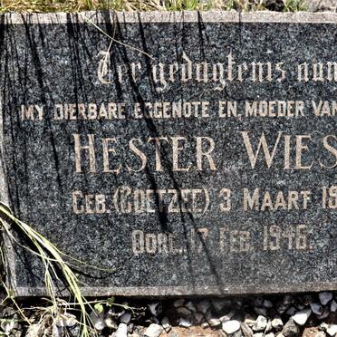 WIESE Hester nee COETZEE 1920-1946