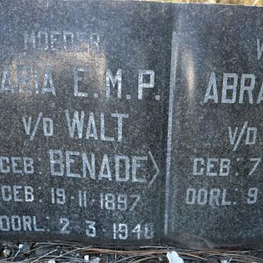 WALT Abraham M., v.d 1898-1962 &amp; Maria E.M.P. BENADE 1897-1948