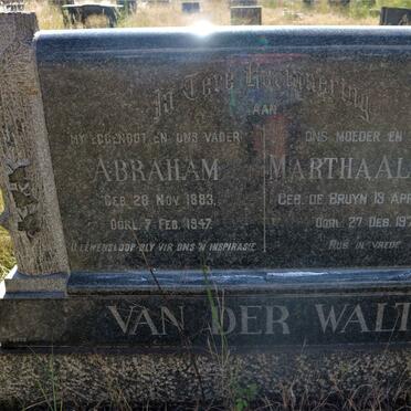 WALT Abraham, van der 1883-1947 &amp; Martha Aletta DE BRUYN 1887-1971