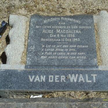 WALT Alice Magdalena, van der 1898-1943