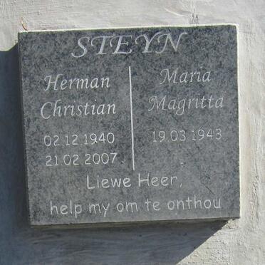 STEYN Herman Christian 1940-2007 &amp; Maria Magritta 1943-