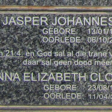 CLOETE Jasper Johannes 1924-2006 &amp; Anna Elizabeth COHN 1928-2008