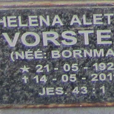 VORSTER Helena Aletta nee BORNMAN 1929-2011