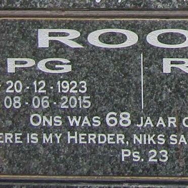 ROOS P.G. 1923-2015 &amp; Rensa 1920-2015