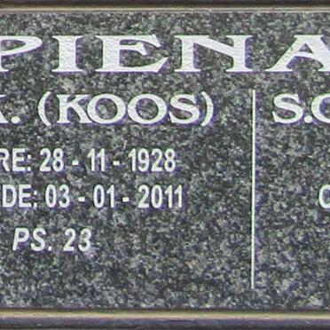 PIENAAR J.S.K. 1928-2011 &amp; S.C. 1931-