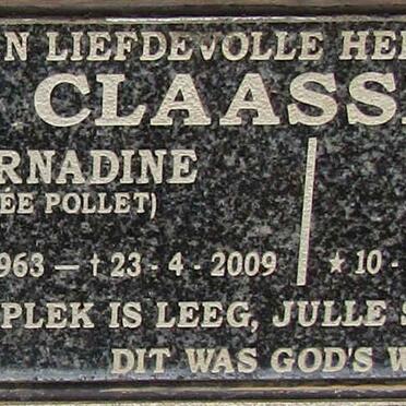 CLAASSENS Willem Petrus 1956- &amp; Bernadine POLLET 1963-2009