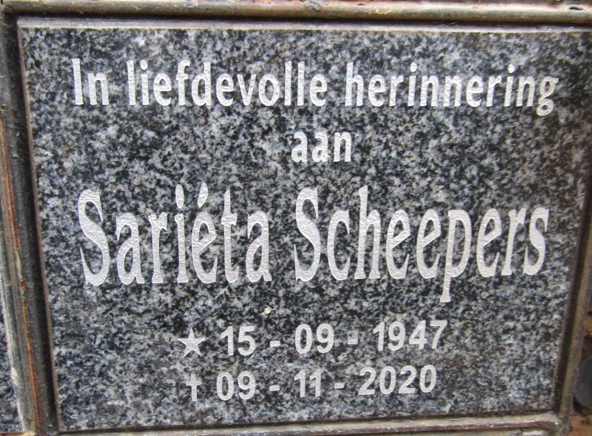 SCHEEPERS Sarieta 1947-2020