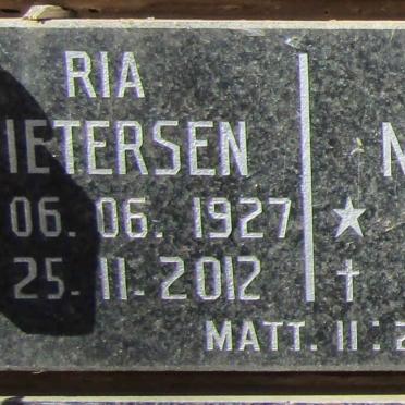 PIETERSEN Ria 1927-2012 :: MULLER Engela 1946-