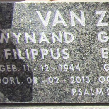 ZYL Wynand Filippus, van 1944-2013 &amp; Gertruida Elizabeth 1914-2014