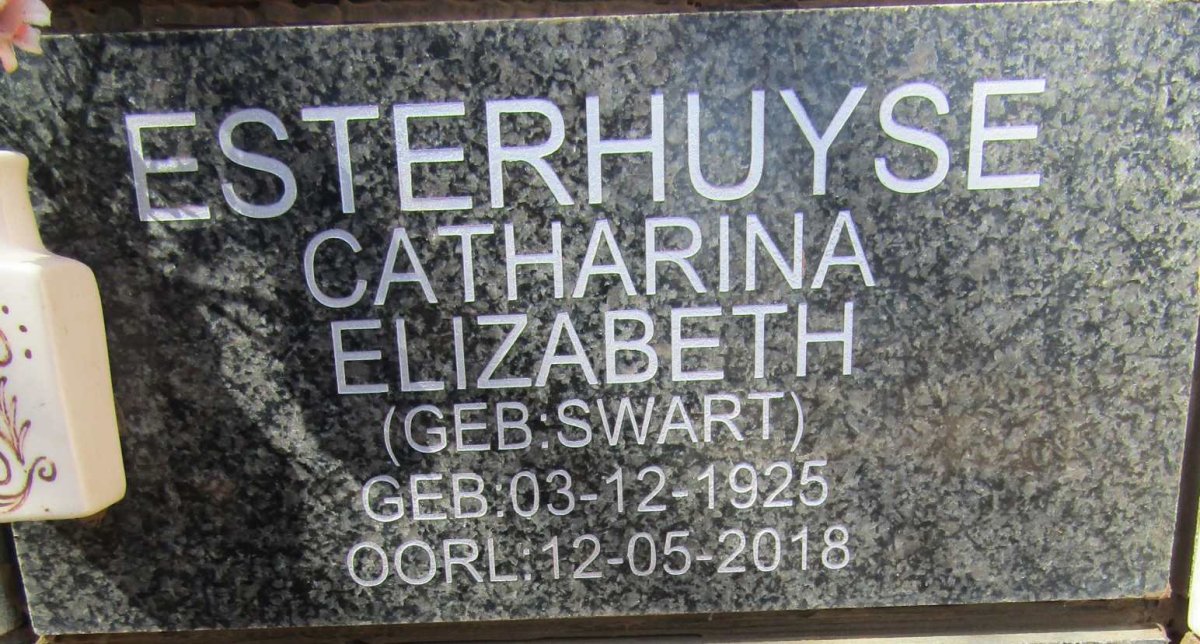 ESTERHUYSE Catharina Elizabeth nee SWART 1925-2018