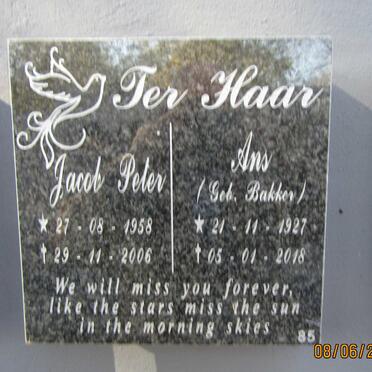 HAAR Jacob Peter, ter 1958-2006 & Ans BAKKER 1927-2018