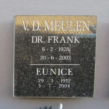 MEULEN Frank, v.d. 1928-2003 & Eunice 1932-2004