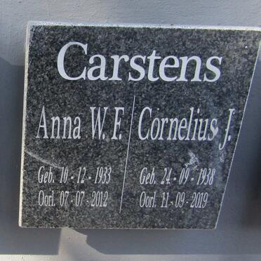 CARSTENS Cornelius J. 1938-2019 &amp; Anna W.F. 1933-2012