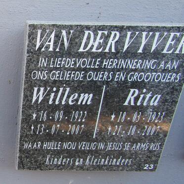 VYVER Willem, van der 1922-2007 &amp; Rita 1923-2007