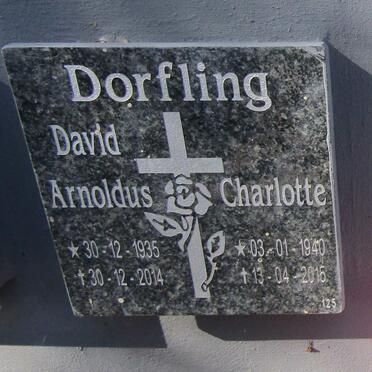 DORFLING David Arnoldus 1935-2014 &amp; Charlotte 1940-2015