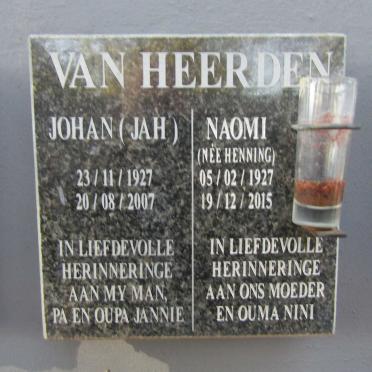 HEERDEN Johan, van 1927-2007 &amp; Naomi HENNING 1927-2015