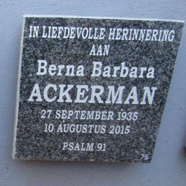 ACKERMAN Berna Barbara 1935-2015