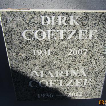 COETZEE Dirk 1931-2007 &amp; Marina 1936-2012