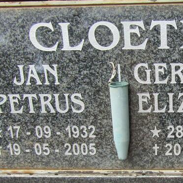 CLOETE Jan Petrus 1932-2005 & Gertruida Elizabeth 1934-2014