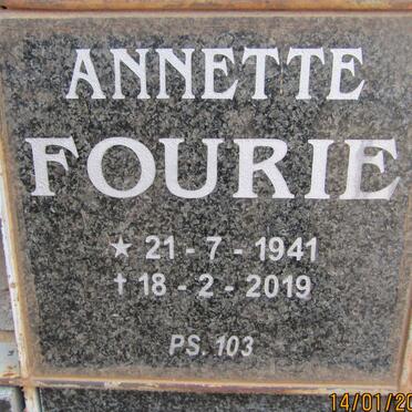 FOURIE Annette 1941-2019