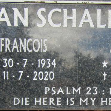 SCHALKWYK Francois, van 1934-2020 & Annakie 1936-