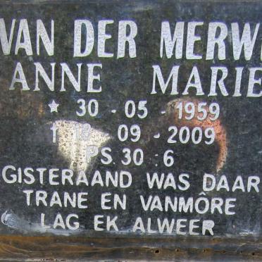 MERWE Anne Marie, van der 1959-2009