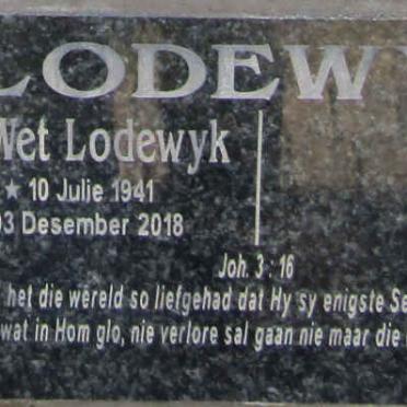 LODEWYK De Wet Lodewyk 1941-2018