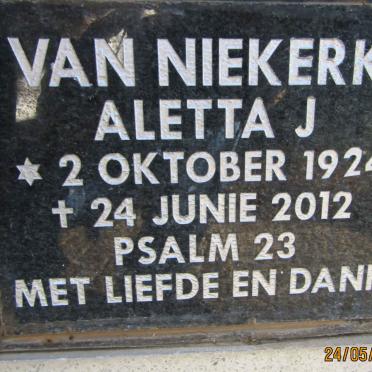 NIEKERK Aletta J., van 1924-2012
