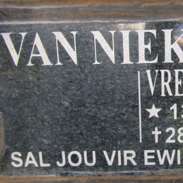 NIEKERK Vrede Jacobus, van 1957-2014