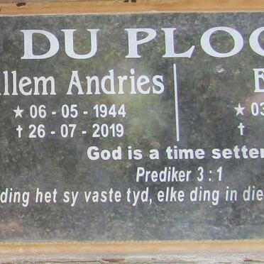 PLOOY Willem Andries, du 1944-2019 &amp; Esme 1947-